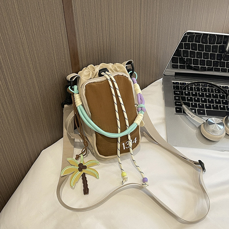 轻便帆布包男户外斜挎水壶水杯包
