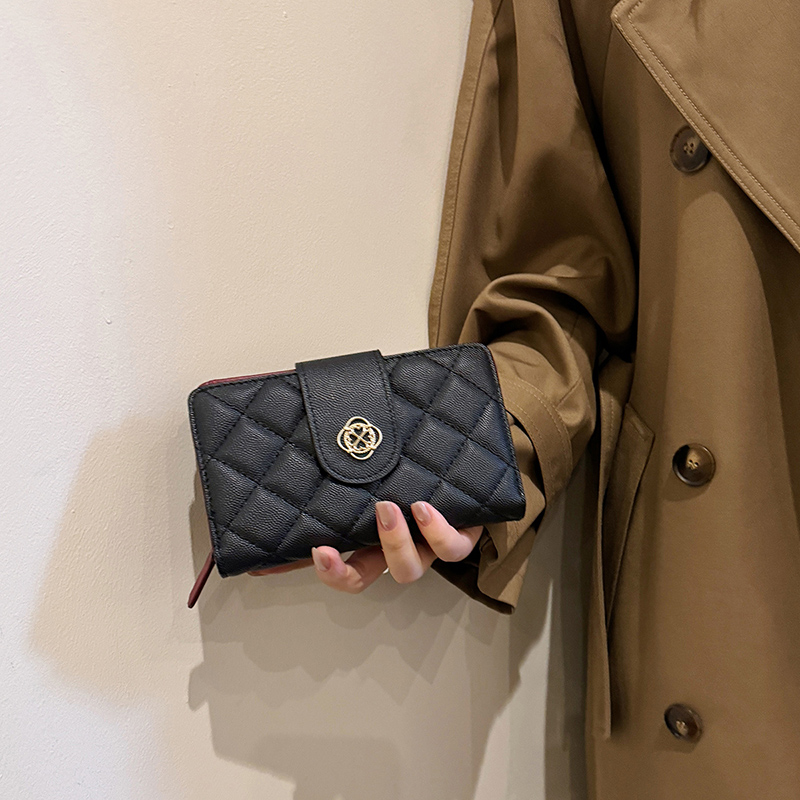 菱格拉链款钱包多卡位大容量卡包