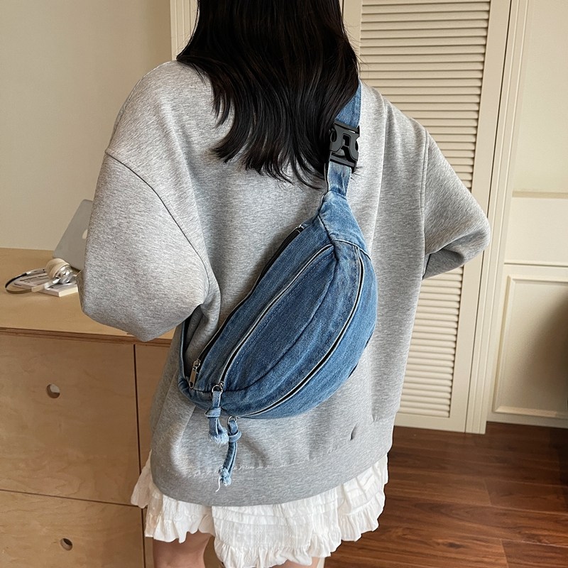 牛仔布胸包韩版休闲包斜跨手机包