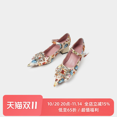 璀璨宝石印花绑带设计高跟鞋