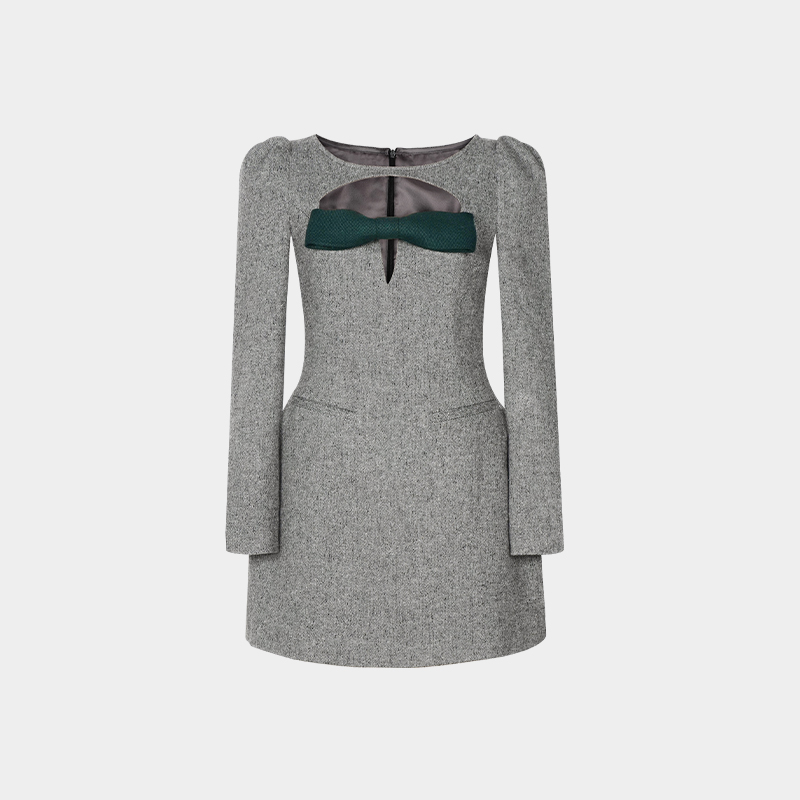 SUPERR泡泡袖圆领连衣裙