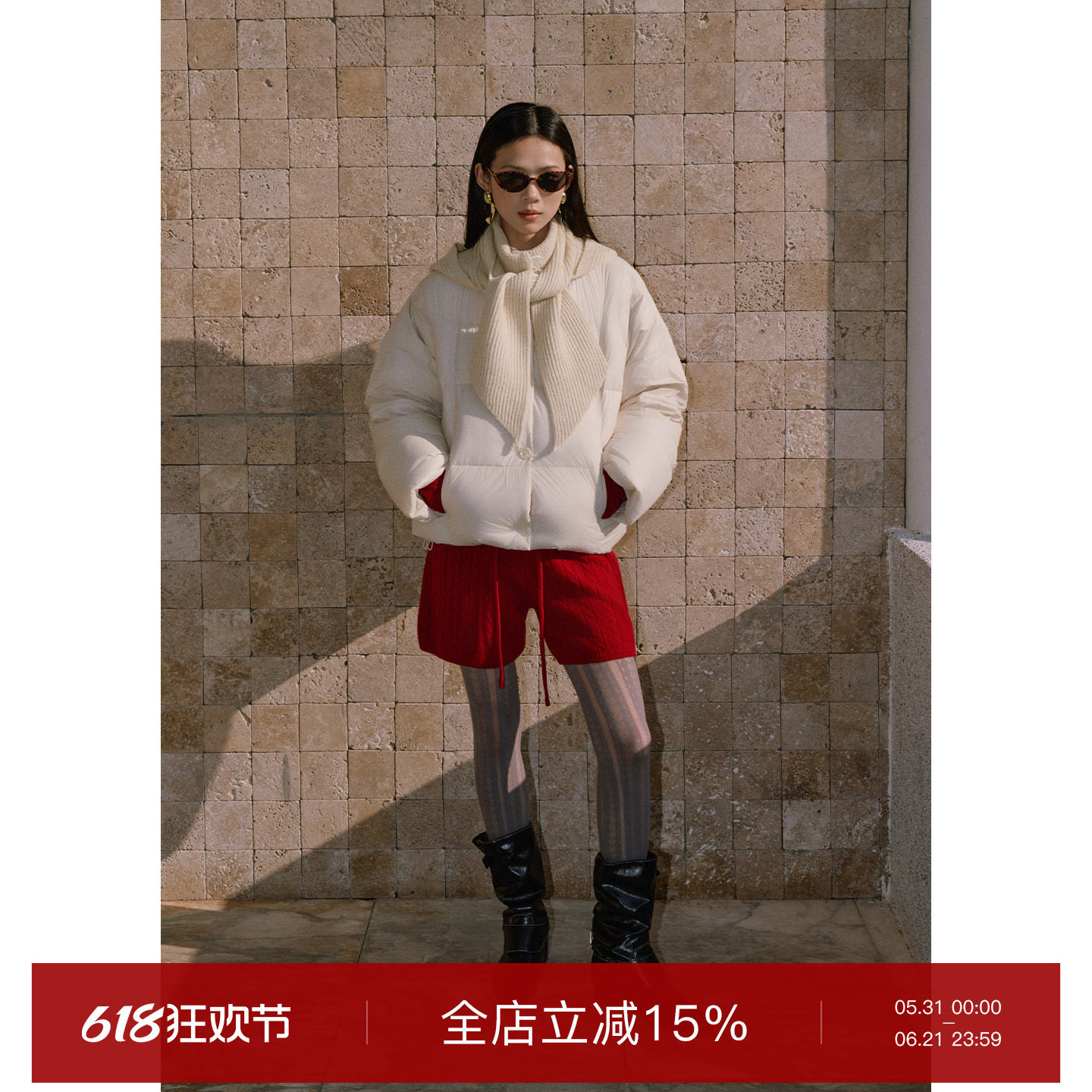 superr 送帽子 90白鸭绒拼接针织立领短款加厚保暖羽绒服外套