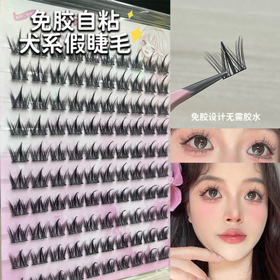 大容量100簇免胶自粘假睫毛无辜眼浓密C翘甜美上镜款平度眼睫毛批