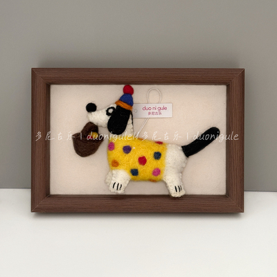 尼泊尔羊毛毡黄衣波点腊肠狗挂件