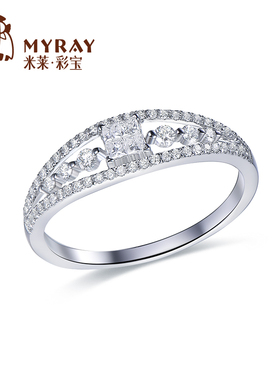 米莱珠宝18k金钻石戒指群镶0.374克拉显钻效果手饰钻戒贵重定制