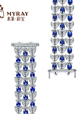 米莱高端珠宝 16.26克拉皇家蓝蓝宝石手链 4.6克拉钻石手链女定制