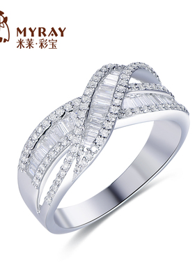 米莱珠宝18k金钻石戒指群镶0.555克拉显钻效果手饰钻戒贵重定制