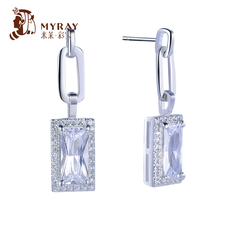 新款18K金首飾天然彩寶鉆石耳環