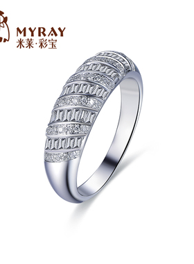 米莱珠宝18k金钻石戒指群镶0.555克拉显钻效果手饰钻戒贵重定制