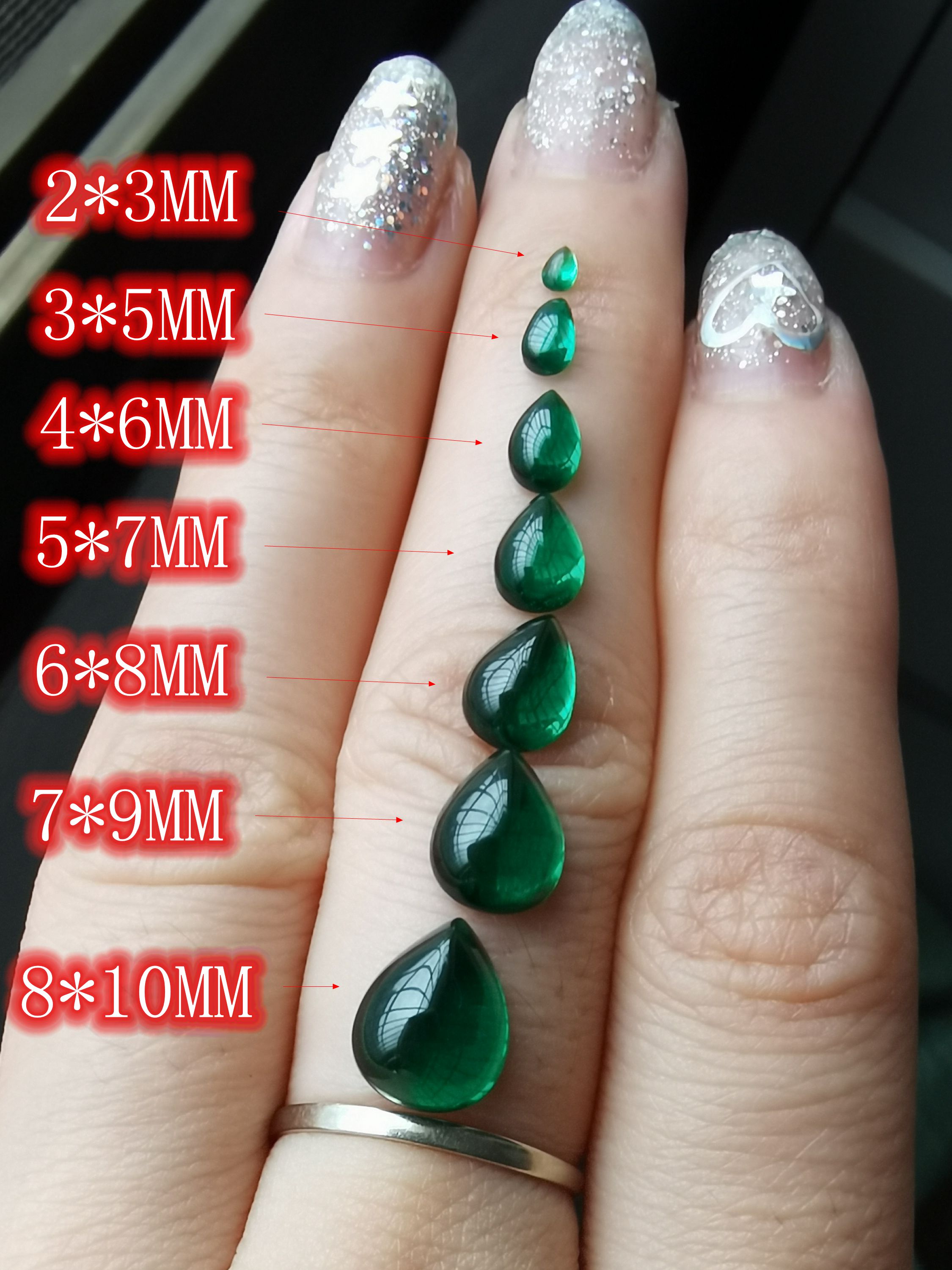 平底素面 绿尖晶宝石 裸石绿锆 梨形裸钻 戒面界面DIY 人造宝石