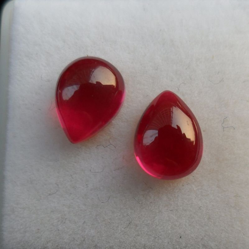 平底素面 梨形 枚红红刚玉 红宝石戒面 界面  人造宝石镶嵌 DIY