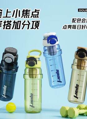 学生大容量吸管杯茶水分离耐高温
