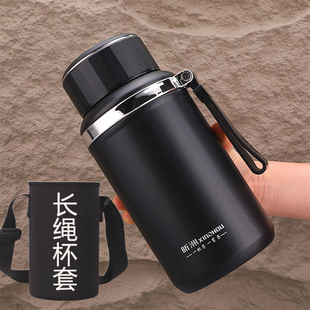 矮胖大容量保温杯316钢成人男士商务茶杯带滤网户外便携杯子车载