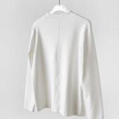 ROW风法式 型水柔全棉白色秋季 后拼接半高领长袖 通勤T恤常规版