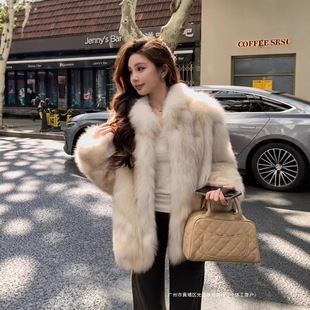 日光岛屿新款整皮狐狸毛毛毛外套女冬季立领显瘦貂皮毛毛大衣