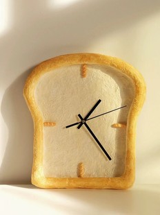 吐司面包钟表挂墙挂表家用ins现代简约创意客厅餐厅桌面时钟摆件