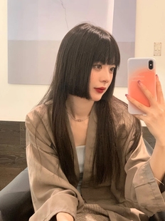 假发女公主剪中长发黑色长直发全头饰时尚洛丽塔自然人工流行假发