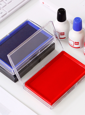 得力财务印章朱砂印泥快干速干印台盒大号印尼按手印红海绵印泥盒