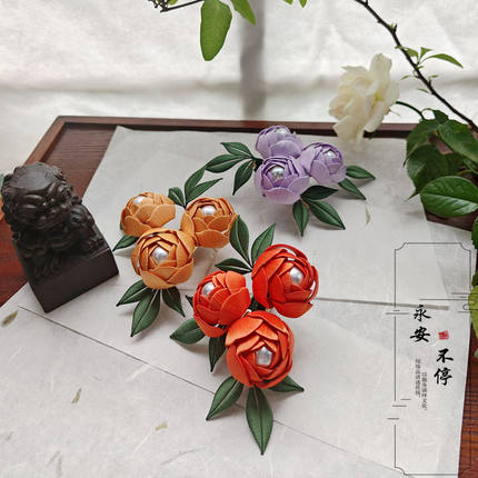 永安不停缠花簪子牡丹发梳古风汉服配饰国风发钗软簪旗袍盘发发簪