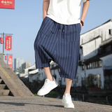 风条纹七分裤男夏季宽松低档垮裤尼泊尔吊裆裤219-WK02-P50，男装牛仔裤，星座219