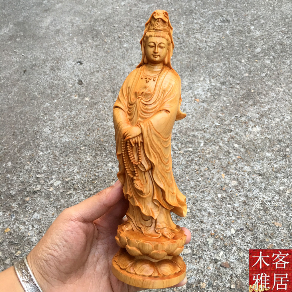 佛像摆件客厅居家观世音菩萨崖柏