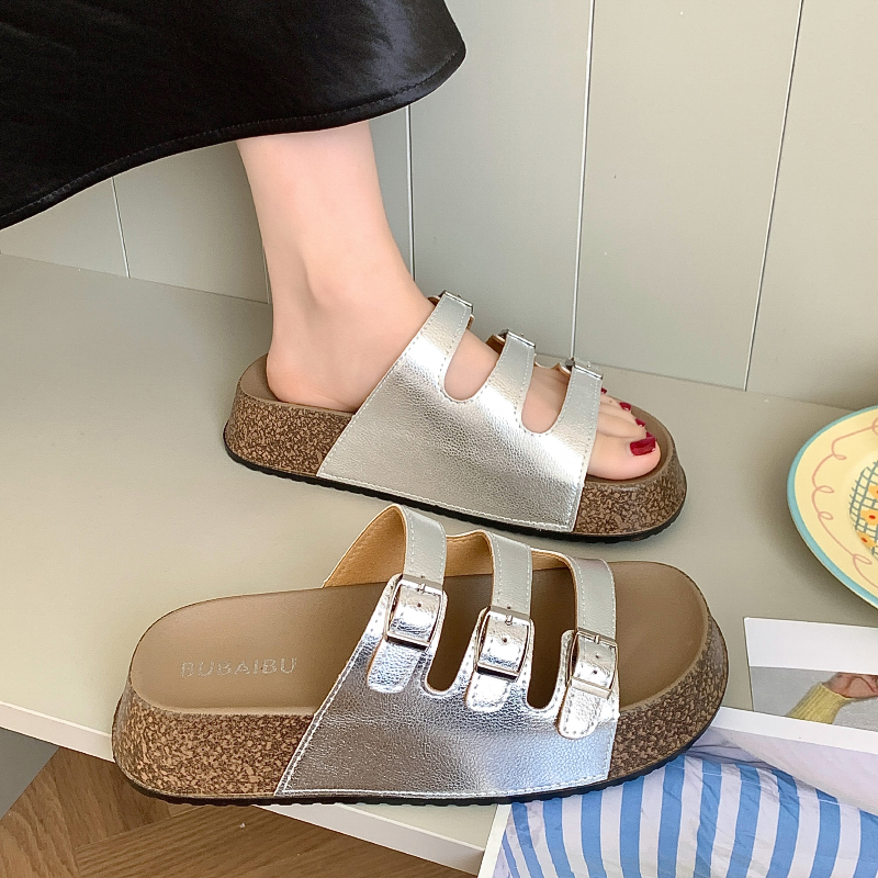 2025夏季爆款8832三扣厚底外穿网红女拖鞋百搭拖鞋
