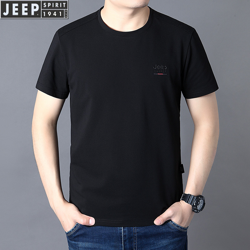 JEEP SPIRIT圆领短袖T恤男夏季宽松半袖衫大码体恤衫8028