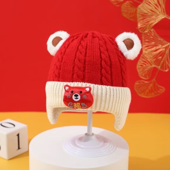 婴儿帽子秋冬季保暖可爱超萌男女宝宝针织毛线帽红色套头帽新年帽,童装/婴儿装/亲子装,帽子,淘宝优惠券,粉丝福利购,淘宝优惠卷