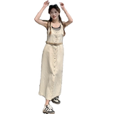 2024新款米色牛仔背带裙212A-8824-P125-K188，女装连衣裙，浙宝212A