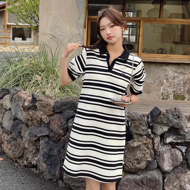 新款现货POLO领条纹休闲直筒连衣裙212A-612-P100-150图片
