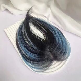 假发刘海挑染八字刘海片女自然无痕头顶补发蓬松仿真发彩色刘海