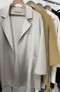 浴袍款 双面绒大衣小个子纯绒外套 100%纯山羊绒中长款