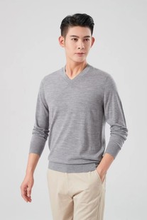小禾系列同款！德国南毛杨子纱线！男士V领休闲上衣长袖