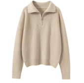 时尚 xiao禾家同款 品质100%纯山羊绒翻领半拉链套衫 百搭TY685