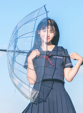 长柄16骨防风双人加厚面料透明伞 直杆透明雨伞可印logo