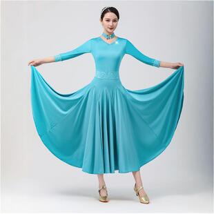 摩登舞交际舞女新款国标舞拉丁舞华尔兹大摆连衣裙练习比赛表演服