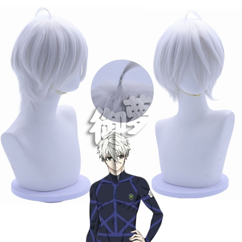 御萝 动漫蓝色监狱凪诚士郎cosplay假发 银白色反翘短发 玫瑰网