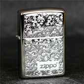 男女同款 zippo芝宝煤油防风打火机日版 8贴章纯银唐草 收藏 原装