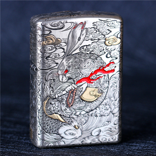 zippo芝宝防风打火机钱兔似锦错金银工艺生肖兔 重盔甲机男士礼物