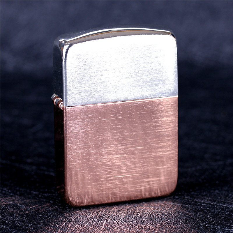 zippo芝宝防风打火机1941经典复刻拉丝镀银玫瑰金双拼色 男士礼物