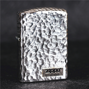 zippo芝宝煤油防风打火机日版镀银熏银盔甲机雕刻陨石坑 限量版