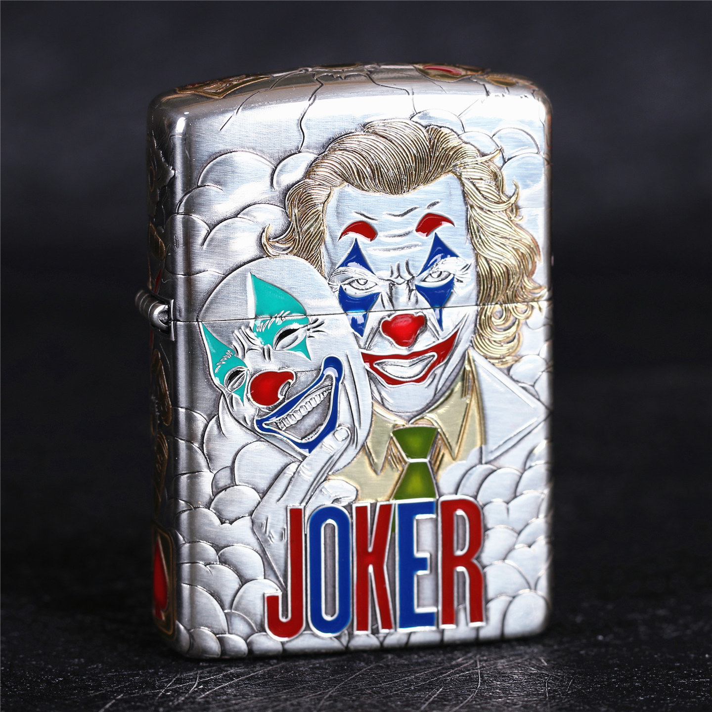 zippo芝宝煤油防风打火机镀银盔甲机蝎子浮雕刻小丑面具 男士礼物