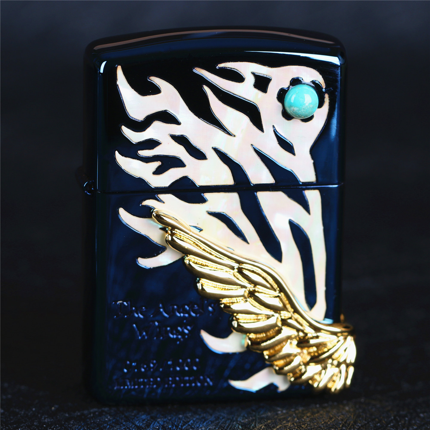zippo芝宝煤油防风打火机日版盔甲机天使之翼翅膀贝壳松石限量版