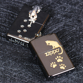 zippo芝宝煤油防风打火机黑冰猫咪猫之凝望立体贴章 情侣男女同款