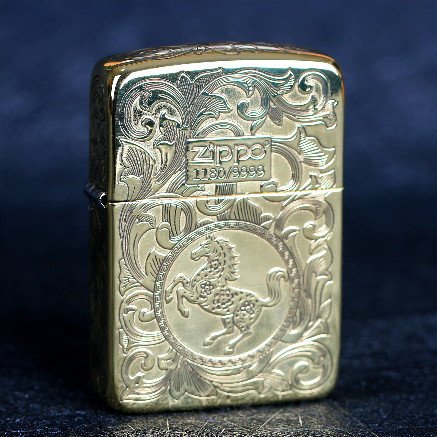 zippo芝宝煤油防风打火机纯铜1941经典雕刻唐草马 男士礼物限量版