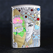 zippo芝宝煤油防风打火机盔甲机浮雕刻国风京剧花旦美女 礼物 男士