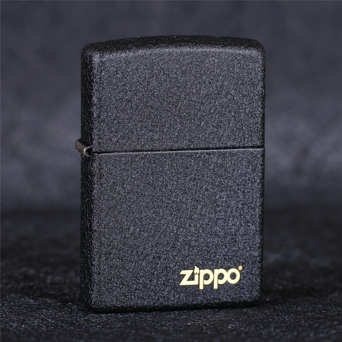 zippo芝宝煤油防风打火机 美国黑裂漆磨砂标志男士礼物送男友长辈