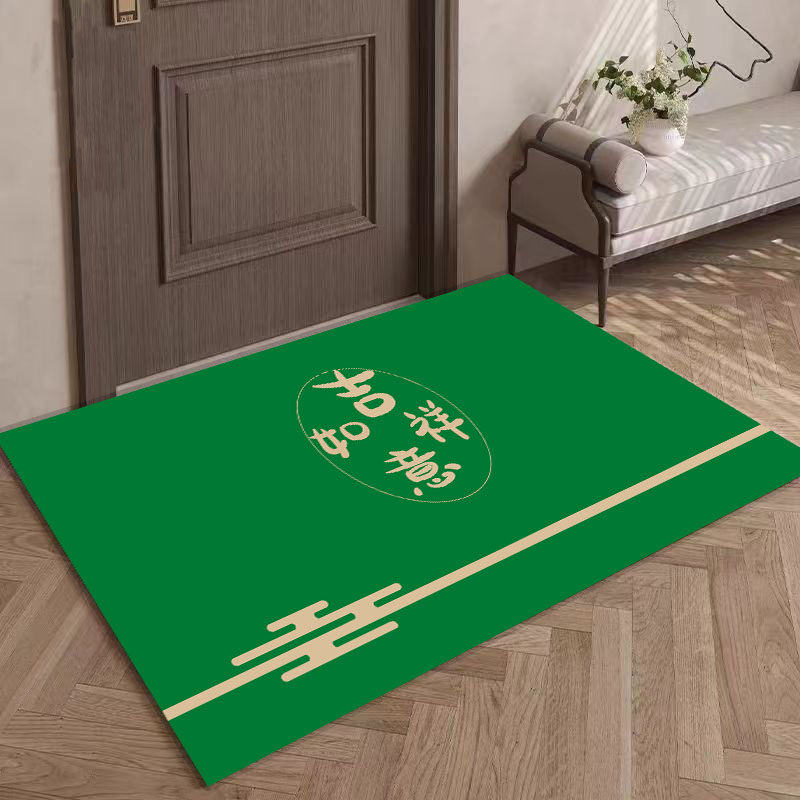 中式玄关免洗可擦拭科技皮进门垫定制入户门绿色地毯吸水防滑地垫