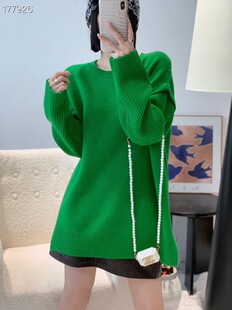 宽松慵懒加厚毛衣全羊毛打底6818 针织衫 欧洲站新款 羊毛圆领中长款