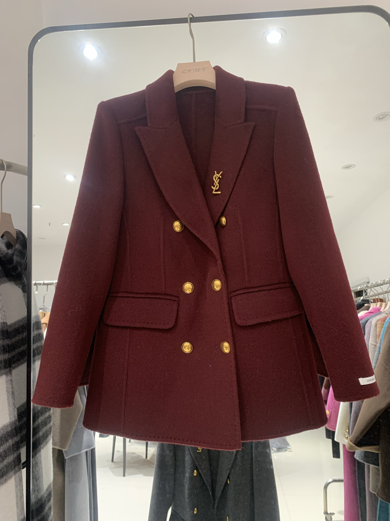 精纺羊毛西装外套双排扣复古宽松显瘦气质百搭洋气2024秋款欧货潮